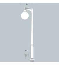 Stalp iluminat exterior parcuri, tip glob, negru, 4.52ml, E27, Fumagalli, Ektor 4500 Pilar/Globe500