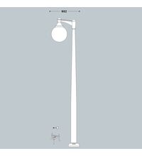 Stalp iluminat exterior parcuri, tip glob, negru, 4.22ml, E27, Fumagalli, Akille 4000 Pilar/Globe500