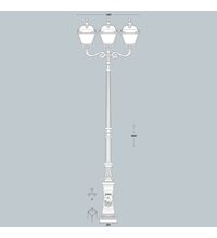 Stalp iluminat exterior parcuri ornamental, tip felinar, negru, 4.86ml, 3X50W, Fumagalli, Giona 4000 Adam/Pietro