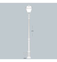 Stalp iluminat exterior parcuri ornamental, tip felinar, negru, 3.71ml, 50W, Fumagalli, Karmel 3000/Pietro