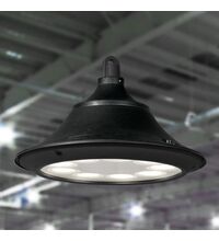 Corp de iluminat LED pentru depozite / hale, 9X10W, suspendat, plat, 3000K/4000K/6500K, negru, IP55, LUIGI 500 GX53, Fumagalli, L5F.128.D9K.A.Y