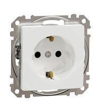 Mecanism priza 2P+E Schneider, cu obturatoare, incastrat, alb, Sedna Design, SDD111022