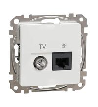 Mecanism priza combinata Schneider, UTP RJ45 cat.6 + TV de capat, incastrat, alb, Sedna Design, SDD111469T
