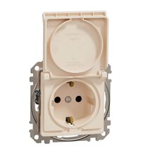 Mecanism priza 2P+E Schneider, cu obturatoare si capac, incastrat, bej, Sedna Design, SDD112024