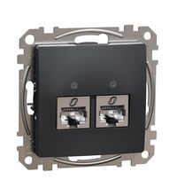 Mecanism priza RJ45 STP cat.5e dubla, incastrat, antracit, Sedna Design, Schneider, SDD114452S