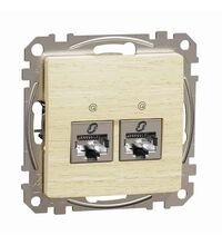 Mecanism priza RJ45 STP cat.6A dubla, incastrat, mesteacan, Sedna Design, Schneider, SDD180467S