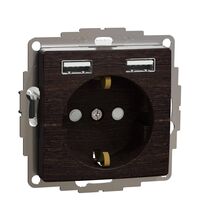 Mecanism priza 2P+E Schneider, cu 2 USB, incastrat, wenge, IP20, Sedna Design, SDD181052