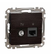 Mecanism priza combinata Schneider, UTP RJ45 cat.6 + TV de capat, incastrat, wenge, Sedna Design, SDD181469T