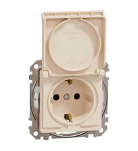 Mecanism priza 2P+E Schneider, cu obturatoare si capac, incastrat, bej, IP44, Sedna Design, SDD212024