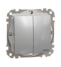 Mecanism intrerupator dublu 10A Schneider, incastrat, aluminiu, IP44, Sedna Design, SDD213105
