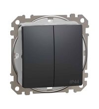 Mecanism intrerupator dublu 10A Schneider, incastrat, antracit, IP44, Sedna Design, SDD214105