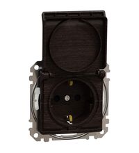 Mecanism priza 2P+E Schneider, cu obturatoare si capac, incastrat, wenge, IP44, Sedna Design, SDD281023