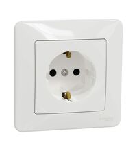 Priza 2P+E Schneider, cu obturatoare si rama decorativa, , alb, Sedna Design, SDD311021