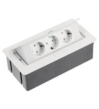 Multipriza 3 posturi GTV, 3x2P+E, rabatabila, alb, 16A, AE-PBSC3GS-10N