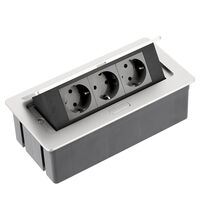 Multipriza 3 posturi GTV, 3x2P+E, rabatabila, argintiu, 16A, AE-PBSC3GS-53N