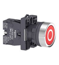 Buton comanda Schneider, cu revenire, inscriptionat ''O'', 1NI, rosu, XA2EA4322