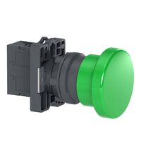Buton comanda Schneider, ciuperca (avarie) cu revenire, 40mm, 1ND, verde, XA2EC31