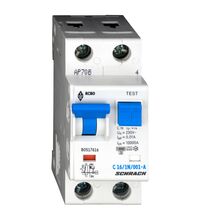 Siguranta automata (disjunctor) cu protectie diferentiala monofazica Schrack, 16A, 10mA, curba C, RCBO, tip A, 10kA, BO517616