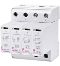 Descarcator la supratensiune ETI, 4+0, debrosabil cu semnalizare, 4P, tip , 300VAC, TN-S, 002440535