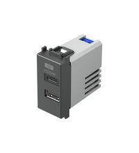Priza modulara USB TEM, antracit, 1M, tip A/C, dubla, 3A, Modul, EM69AT