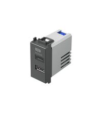Priza modulara USB TEM, argintiu, 1M, tip A/C, dubla, 3A, Modul, EM69ES