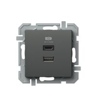 Priza modulara USB TEM, antracit, , tip A/C, dubla, 3A, Logiq, EQ68ATXO