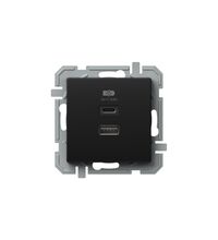 Priza modulara USB TEM, negru, , tip A/C, dubla, 3A, Logiq, EQ68BKXO