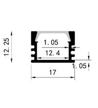 Profil Al pentru banda LED, adanc, echipat cu dispersor mat si capace, 2ml, argintiu, aparent, Lumen, 30-1550029