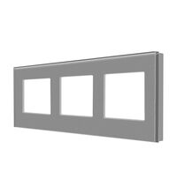 Rama decorativa aparataj unitar Luxion, orizontala, 3 posturi, gri, sticla, LX-M1-3FGY