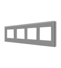 Rama decorativa aparataj unitar Luxion, orizontala, 4 posturi, gri, sticla, LX-M1-4FGY