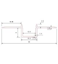 Profil Al pentru banda LED, rigips, echipat cu dispersor mat si capace, 2ml, ingust, argintiu, ingropat, Lumen, 30-154009