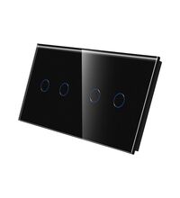 Panou intrerupator dublu+dublu TOUCH, sticla, negru, Luxion