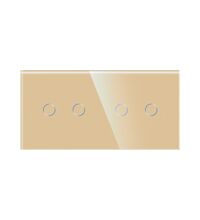 Panou intrerupator dublu+dublu TOUCH, sticla, auriu, Luxion