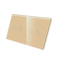 Panou intrerupator dublu+dublu TOUCH, sticla, auriu, Luxion