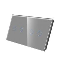 Panou intrerupator dublu+dublu TOUCH, sticla, gri, Luxion