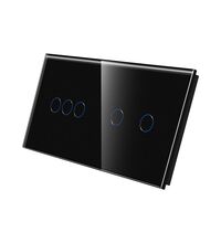 Panou intrerupator triplu+dublu TOUCH, sticla, negru, Luxion