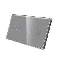 Panou intrerupator triplu+dublu TOUCH, sticla, gri, Luxion