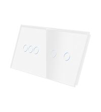 Panou intrerupator triplu+dublu TOUCH, sticla, alb, Luxion