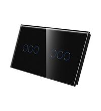 Panou intrerupator triplu+triplu TOUCH, sticla, negru, Luxion
