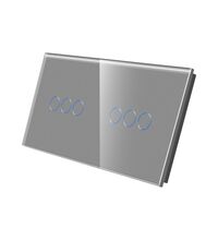 Panou intrerupator triplu+triplu TOUCH, sticla, gri, Luxion