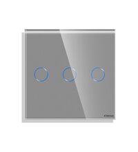 Panou intrerupator triplu mini TOUCH, sticla, gri, Luxion