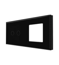 Panou intrerupator dublu+priza simpla TOUCH, sticla, negru, Luxion