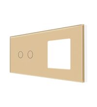 Panou intrerupator dublu+priza simpla TOUCH, sticla, auriu, Luxion