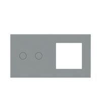 Panou intrerupator dublu+priza simpla TOUCH, sticla, gri, Luxion