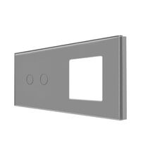 Panou intrerupator dublu+priza simpla TOUCH, sticla, gri, Luxion