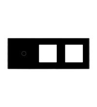 Panou intrerupator simplu+priza +priza TOUCH, sticla, negru, Luxion