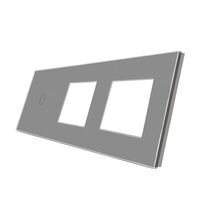 Panou intrerupator simplu+priza +priza TOUCH, sticla, gri, Luxion