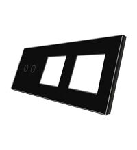 Panou intrerupator dublu+priza +priza TOUCH, sticla, negru, Luxion
