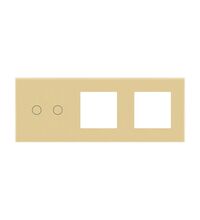 Panou intrerupator dublu+priza +priza TOUCH, sticla, auriu, Luxion