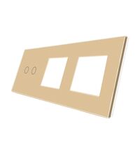 Panou intrerupator dublu+priza +priza TOUCH, sticla, auriu, Luxion